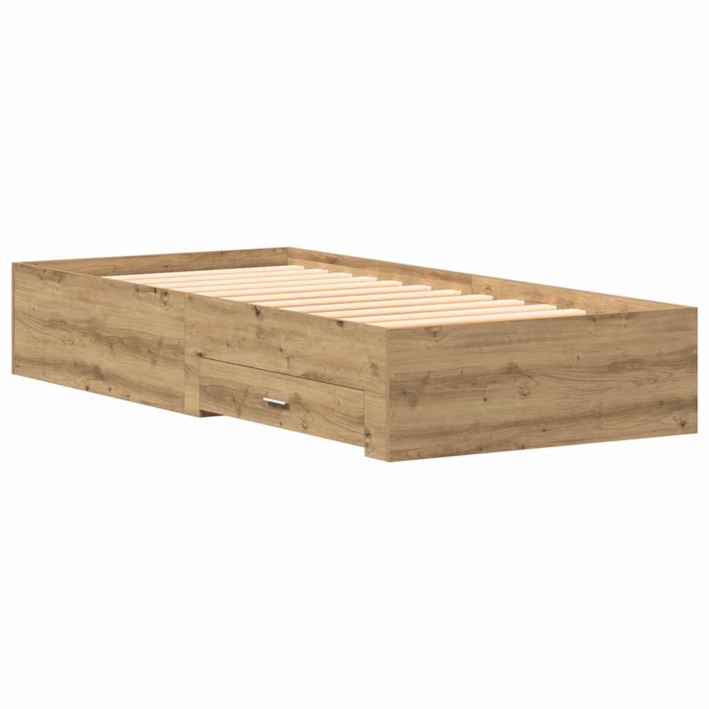 Artisan Oak Storage Bed Frame 90 x 190 cm Particleboard