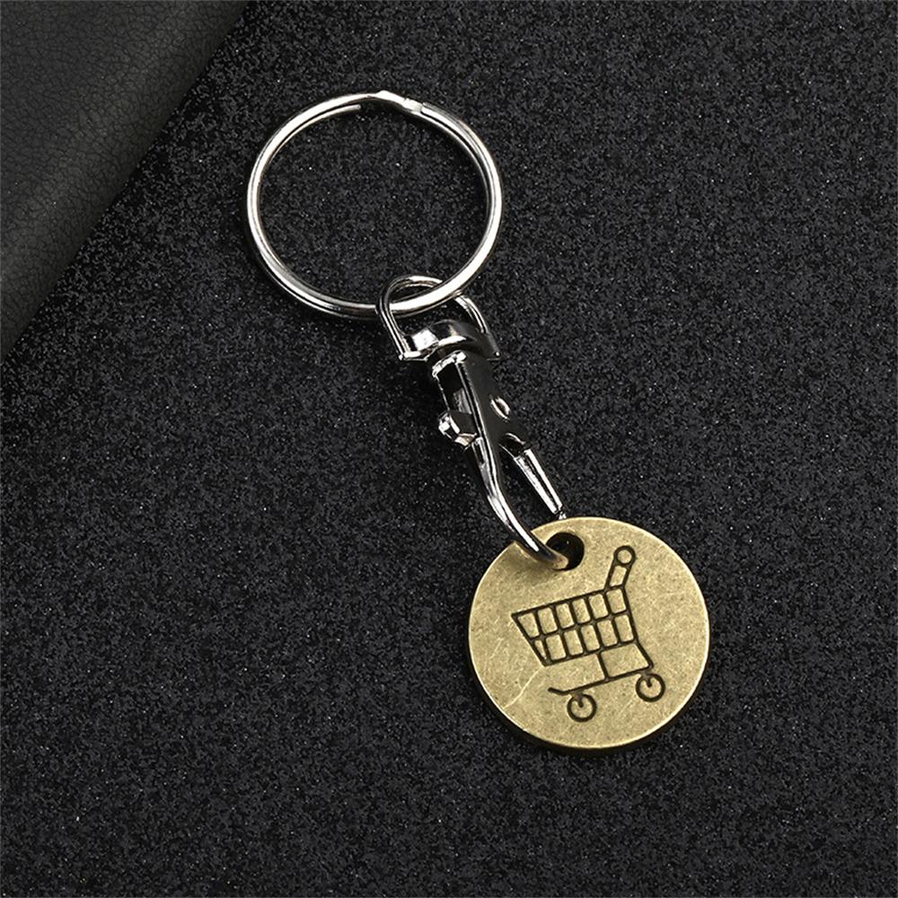 New Metal Shopping Trolley Coin Holder Keychain Portable Carts Token Lobster Buckle Key Chain for Supermarket Promotion Gift