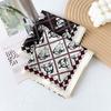 White Brown Pony Summer New Silk Cotton Small Square Scarf Scarf Women's Light Luxury Retro Fashion Versatile Sunscreen Bag Head Silk Scarf