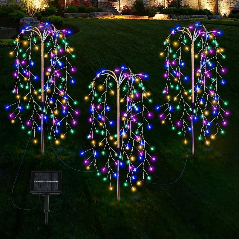 Solar Ground Inset Firework Led Landscape Light Waterproof Yard Decor For Garden