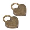 2sets Antique Style Heart Shaped Padlocks Bronze Finish Metal Padlock Set  For Craft Supplies