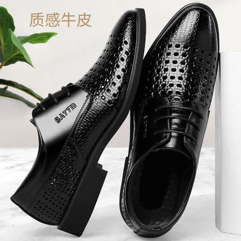 Special men's shoes leather office hollow shoes high-end handsome summer thin new business dress shoes men