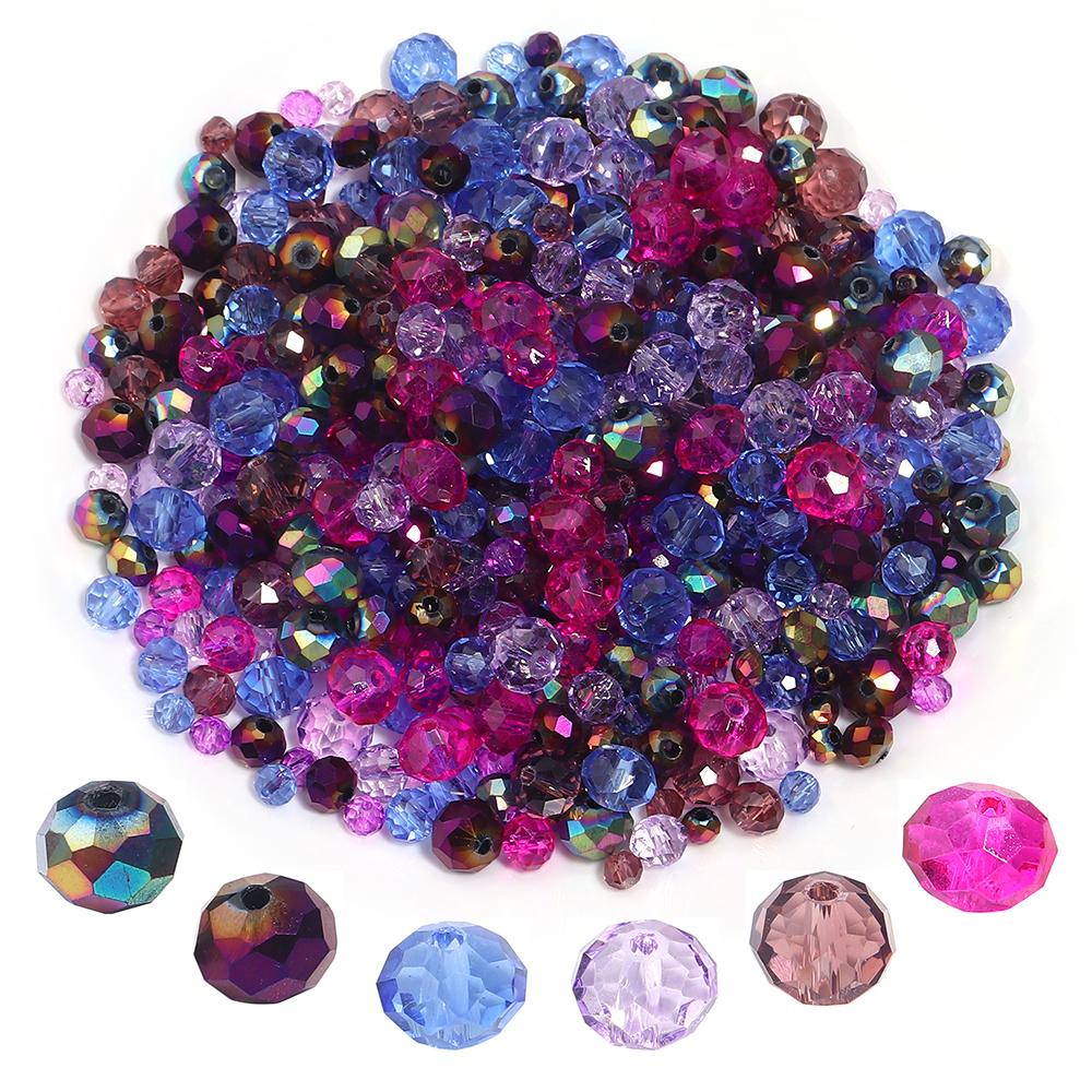100-200pcs/lot 4 6 8mm Transparent Colorful Glass Beads Faceted Crystal Glass Beads Round Flat Loose Beads For Jewelry Making