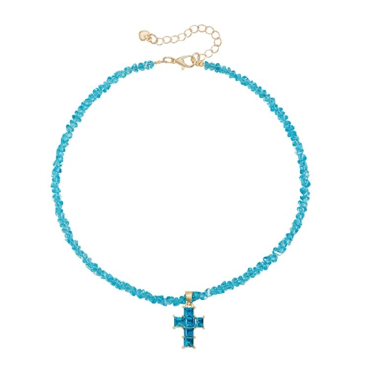 

Beautiful Sparkling Triangular Crystal Crosses Necklace Offering Dazzling Shine And Alloy Durability For Visual Appeal