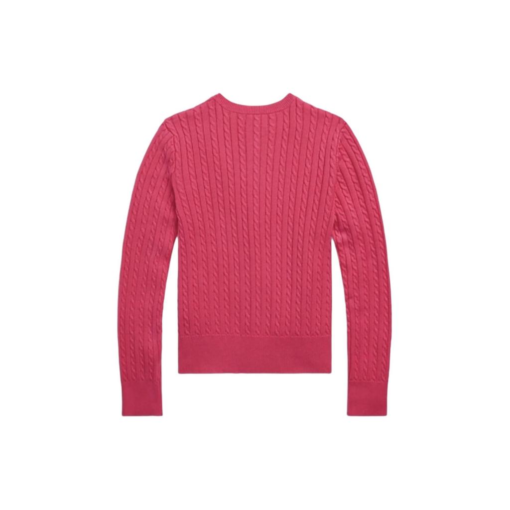 Polo Ralph Lauren Kids FW23 Einfarbiges Zopfmuster Lässiger Langarm-Pullover Kinderpullover Lila-Rot 313543047-050