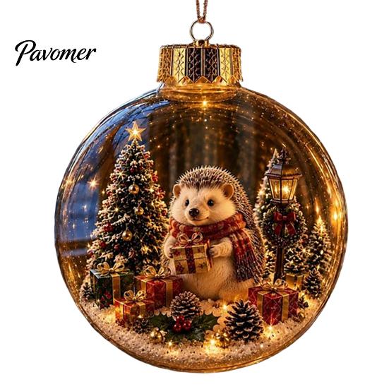 Durable Holiday Party Supplies Glowing Christmas Story Ornament, Mini Scene in Ball, Light Up Hanging Decorations for Garden Clear Plastic Ball
