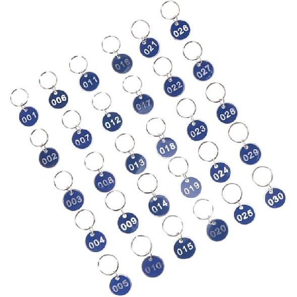 1set Aluminium Metal Luggage Id Tags Key Ring Labels Blue Numbers for Home Office Hotel Organization