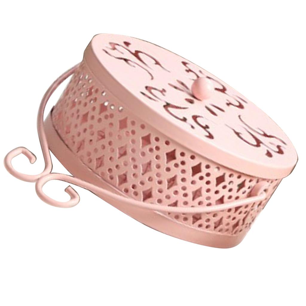 Mosquito Coil Holder Retro Portable Iron Art Fireproof Mosquito Incense Box with Lid for Home
