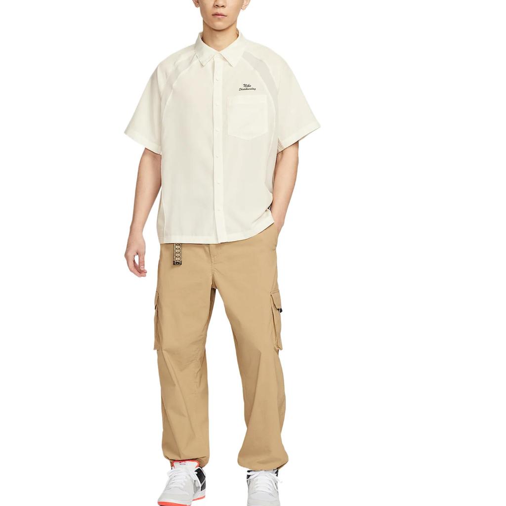 Nike Dri-Fit Sb Skin-Friendly Fashion Versatile Simple Short Sleeve Shirt Men Shirts Sail Light-Bone Black HJ2959133