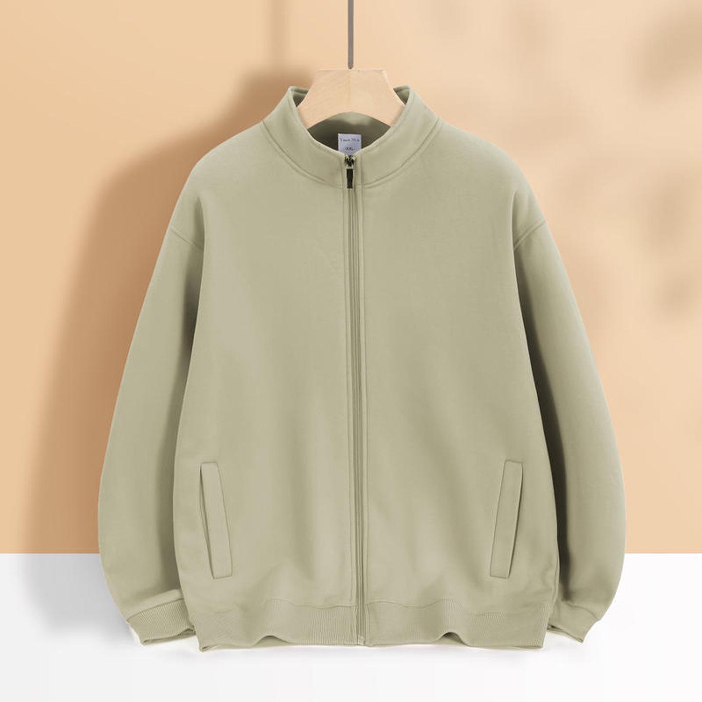 

Autumn Unisex Stand Collar Zipper Hoodie with Printed Letters - Customizable Logo Option Available M