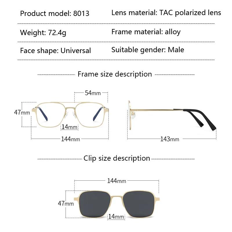 3 In 1 Pure Titanium Women Double Beam Glasses Frame With Polarized Clip On Sunglasses And Night Vision Men Half Rim Eyewear