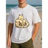 European size A Stylish Short-Sleeved T-Shirt Featuring a Muscular Cat Design, Perfect for Men. This Top Breathable Fabric with Medium Elasticity