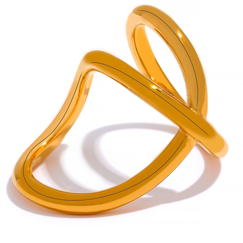 

Yhpup Minimalist Stainless Steel Twisted Geometric Abstract Fashion Ring Personalized Metal Charm Waterproof Jewelry for Women 6