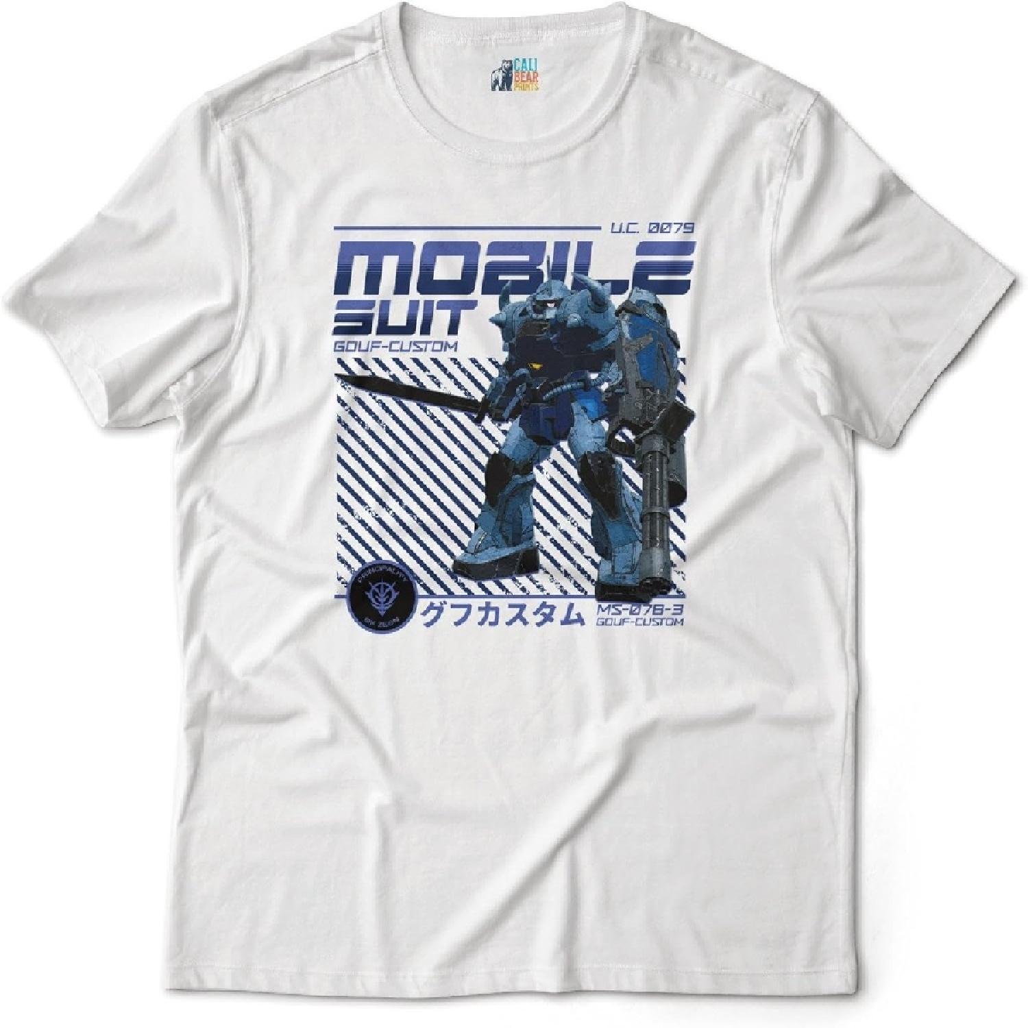 Calibear Prints MS-07B-3 Gouf Custom Mobile Suit Gundam Anime Mecha Graphic Art T-Shirt XXXXXL белый