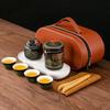 LISM Portable Ceramic Kung Fu Tea Set with Travel Bag