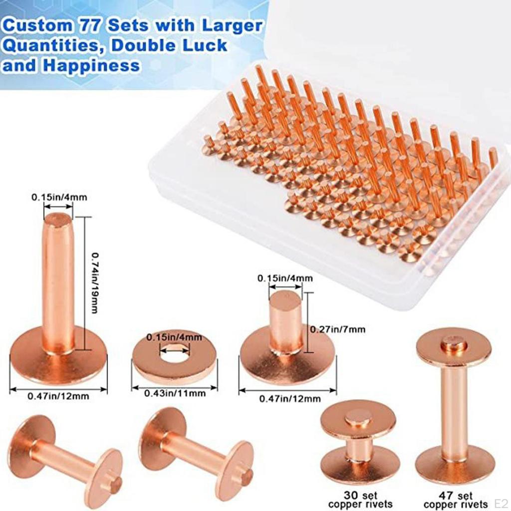 Rivets for Leather Burrs Washers without Pattern Smooth Rivet Setting Tool Fastener Kit Clothing