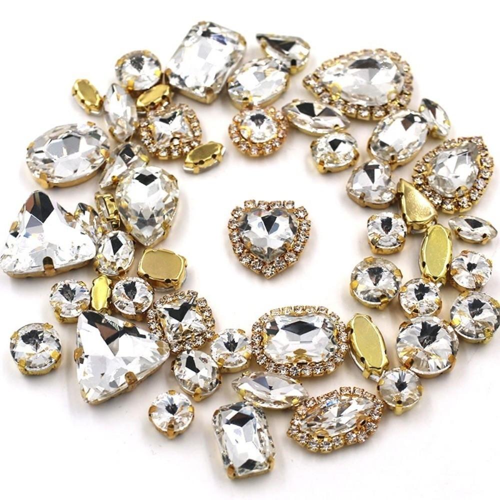 50pcs Set Shining Multicolor Water Drop Rhinestone DIY Craft Mixed Claw Drill Buckle Crystal Buckle Wedding Dresses