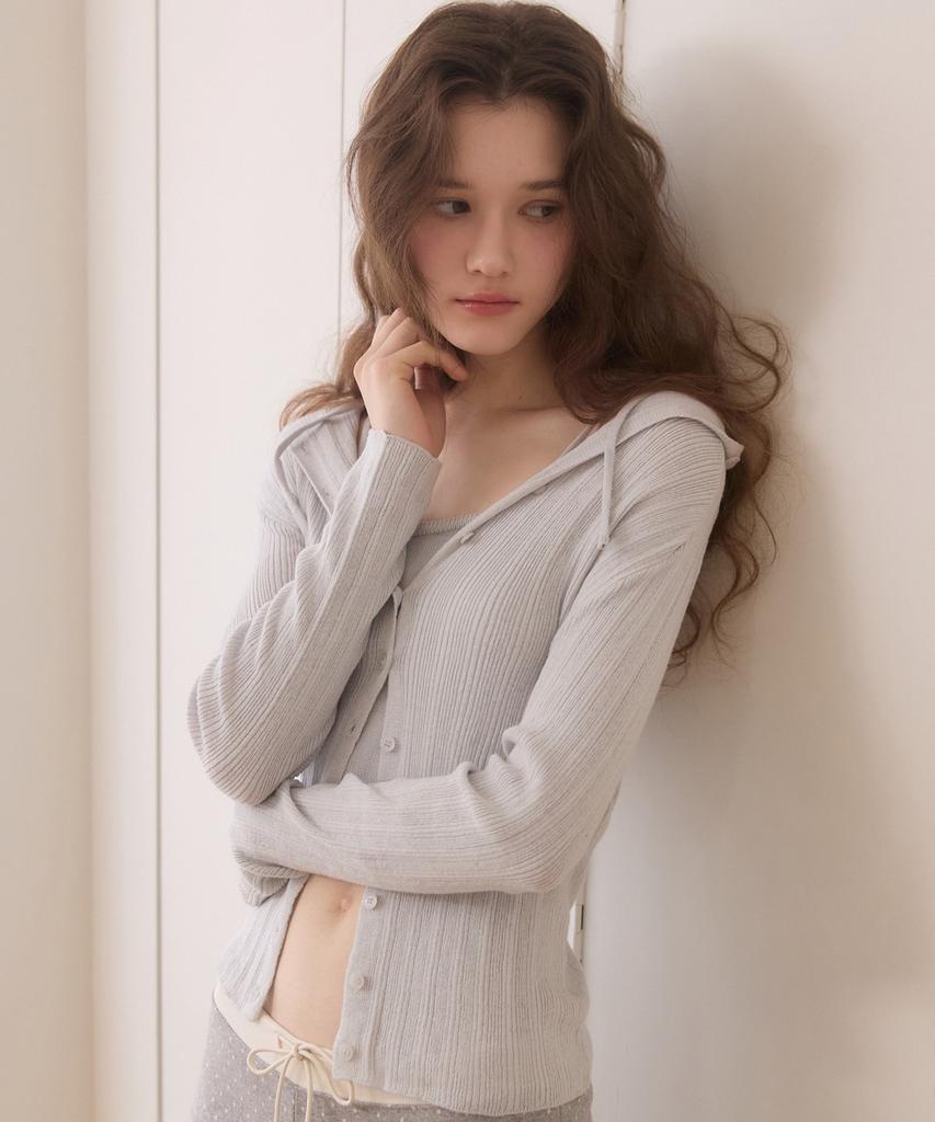 ADAUL Tight Button Cardigan - Bluegrey