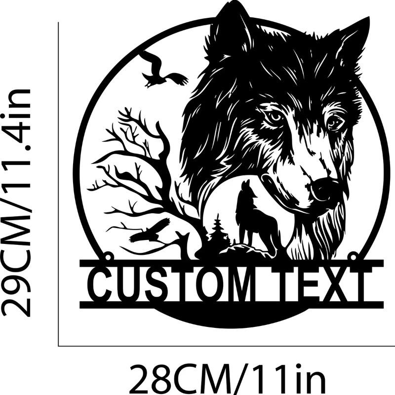 Custom Wolf Metal Wall Decor, Personalized Wolf Name Sign, Custom Metal Sign, Housewarming Gift