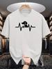Unisex Crew Neck Tee Cute Dog Heartbeat Paw Minimal Line Print Soft Cotton Loose Short Sleeve Summer Casual Male Streetwear Tops