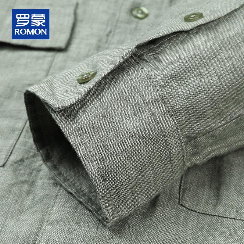 ROMON Men's 100% Linen Long-Sleeve Shirt