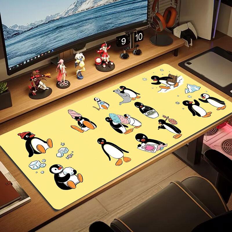 Penguin Silhouette Art Large Size Mouse Pad Large Gaming Table Cushion Nonslip Laptop Tablet Big Mousepad Xxl Mat Mini Pc Playmat With Lock Edge