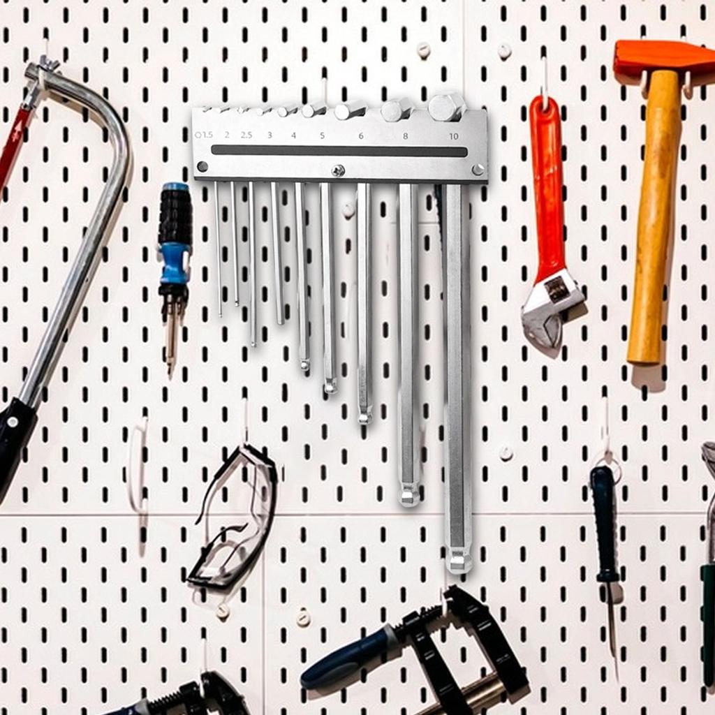 Hex Key Storage Organizer Wall Mount Shelf Holds 9 Tools Hexagon Key Wrench Organizer For Desktop Electrician Carpenter