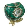 Turquoise Stone Mosaic Metal Bag Antique Ethnic Bridal Clutch Indian Purse Party Clutch Women Bag