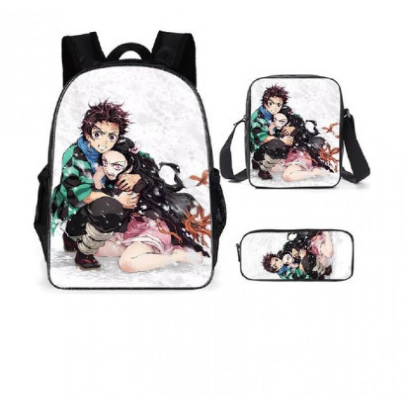 Demon Slayer Kimetsu No Yaiba Backpack Set With Breathable Polyester For School And Travel