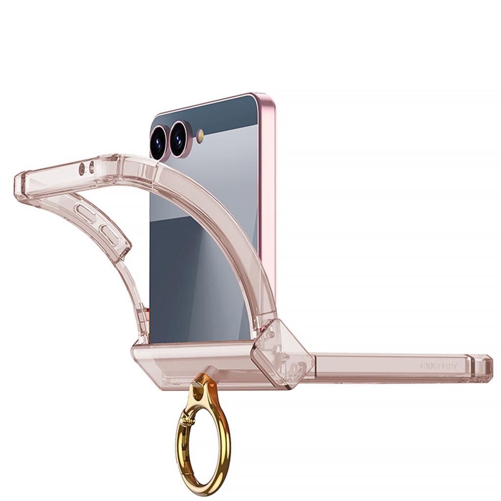 Samsung Zflip7 Mobile Phone Case Transparent Airbag Ring Holder Flip7 Folding Anti Fall Full Cover Case