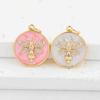 Trendy Gold Plated Bee Charms Pendant Jewelry Copper Inlaid Zircon Round Enamel Insects Necklace Pendant Accessories DIY Jewelry