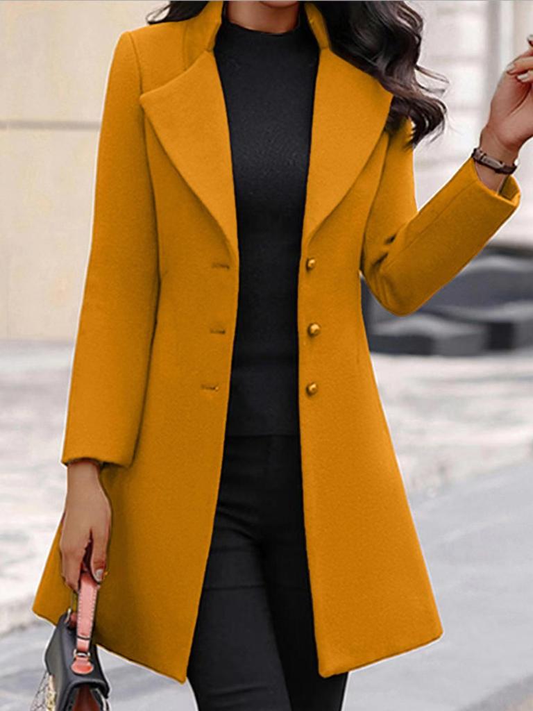 Women's Mid-Length Korean Style Slim Fit Woolen Winter Coat