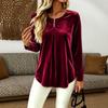 Women's Retro Color Neck Long Sleeve Pullover Top Casual Layering Shirt
