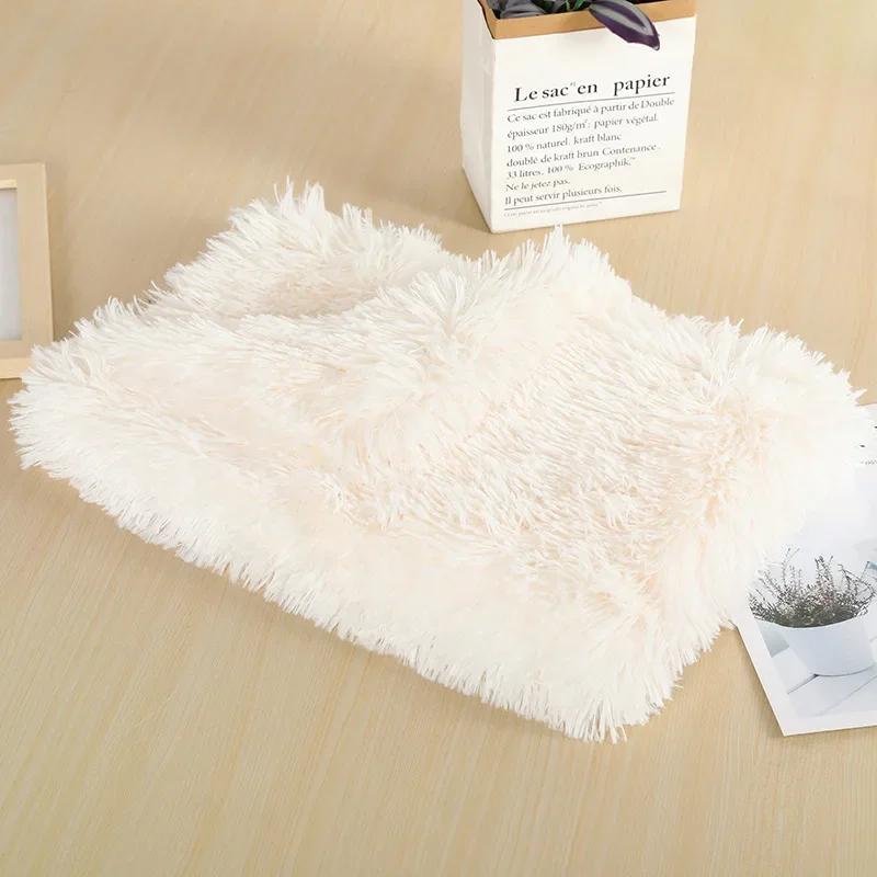 Fluffy Mat Long Plush Pet Blanket Cat Sleeping Mats Puppy Winter Warm Thin Kennel Cushion Soft Covers for Large Dogs Mattress