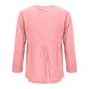 Women's Casual Long Sleeve Button Down Shirt Loose Fit Cotton Linen Blouse with Ruffle Doll Collar and Elastic Waist for Everyday Wear