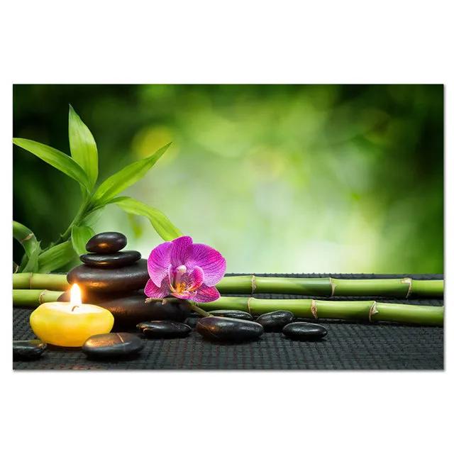 

Дзен Постер Камень Бамбук Капли Воды Зеленый Лист Натюрморт Медитация Настенное Искусство Картина Холст HD Печать Будда Домашний Декор Живопись 20X28inch 50x70cm