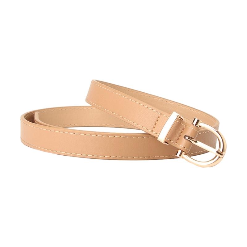 Adjustable Golden Oval Shape Buckle Thin Belt PU-leather All-match Belt Hot Girl Women Waist Belt for Coat Skirts Jeans