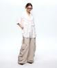 Aleseuseussi Wrinkle Mixed Stripe Cargo Pants - Beige