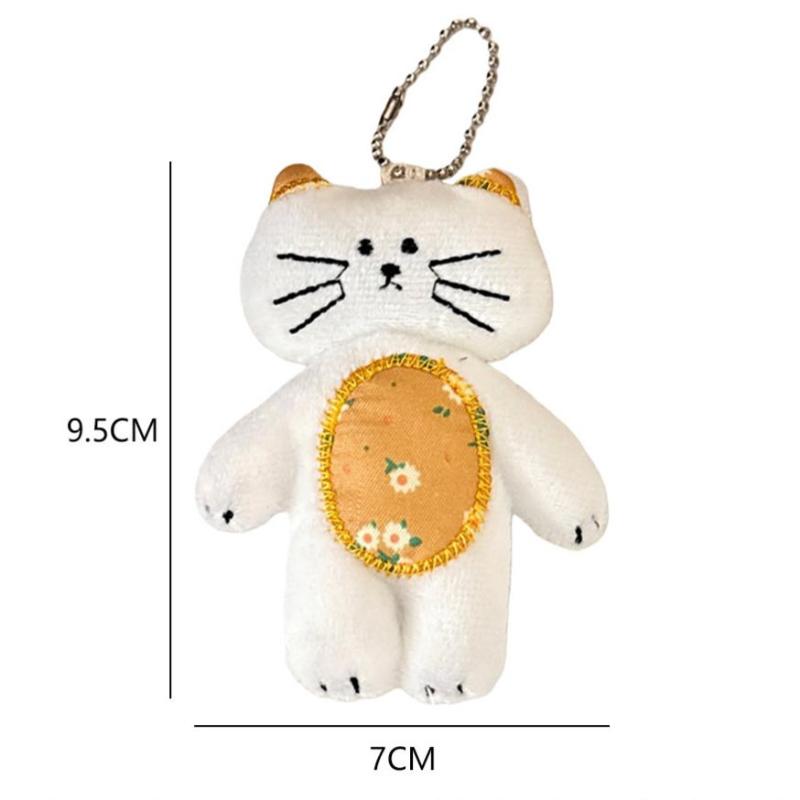 Niedliche Katze mit Blumenmuster Plüschanhänger Schlüsselanhänger Kreative Cartoon Simulation Kätzchen Stoffpuppe Spielzeug Lustige Rucksackdekoration Geschenke