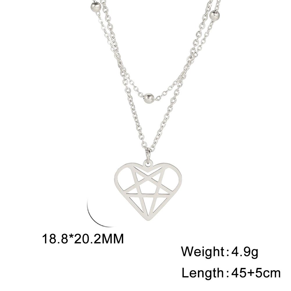 Unift Heartagram Pentacle Pentagram Necklaces for Women Stainless Steel Jewelry Fashion Geometric Pendant Neck Chain Accessories