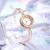 Women's Crystal Bracelet Bangle Watch with Analog Display, Diamonds, Roman Alphabet, and Sparkling Design. Cute, Stylish, and Simple Rose Gold Fashion