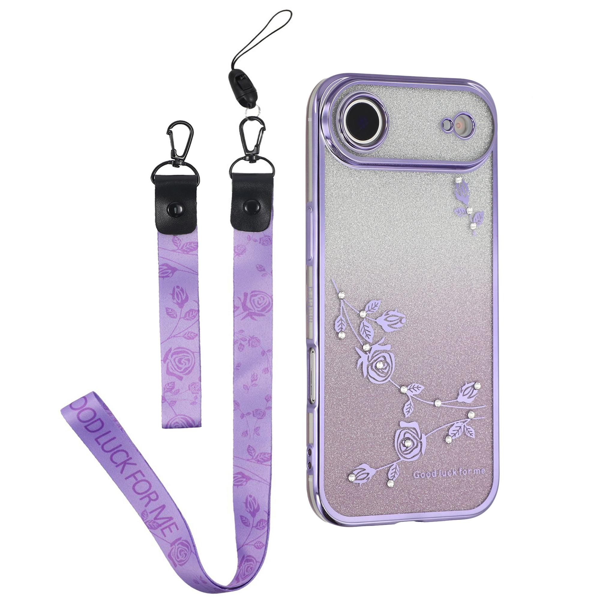 KADEM For iPhone Air Case Flower Pattern TPU Gradient Phone Cover with Lanyards A