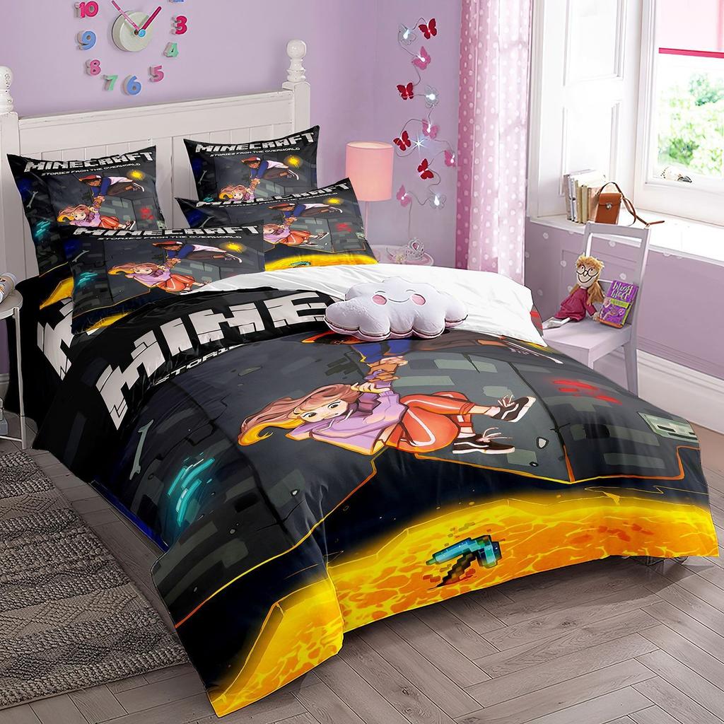 Anime Bedding Set My World Duvet Cover My World Monster Hunters Quilt cover Pillowcases Bedclothes Children's Kids Adult