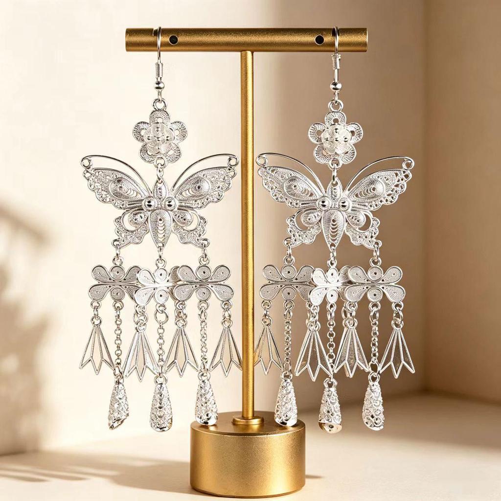 Ethnic Style Butterfly Tassel Earrings for Women