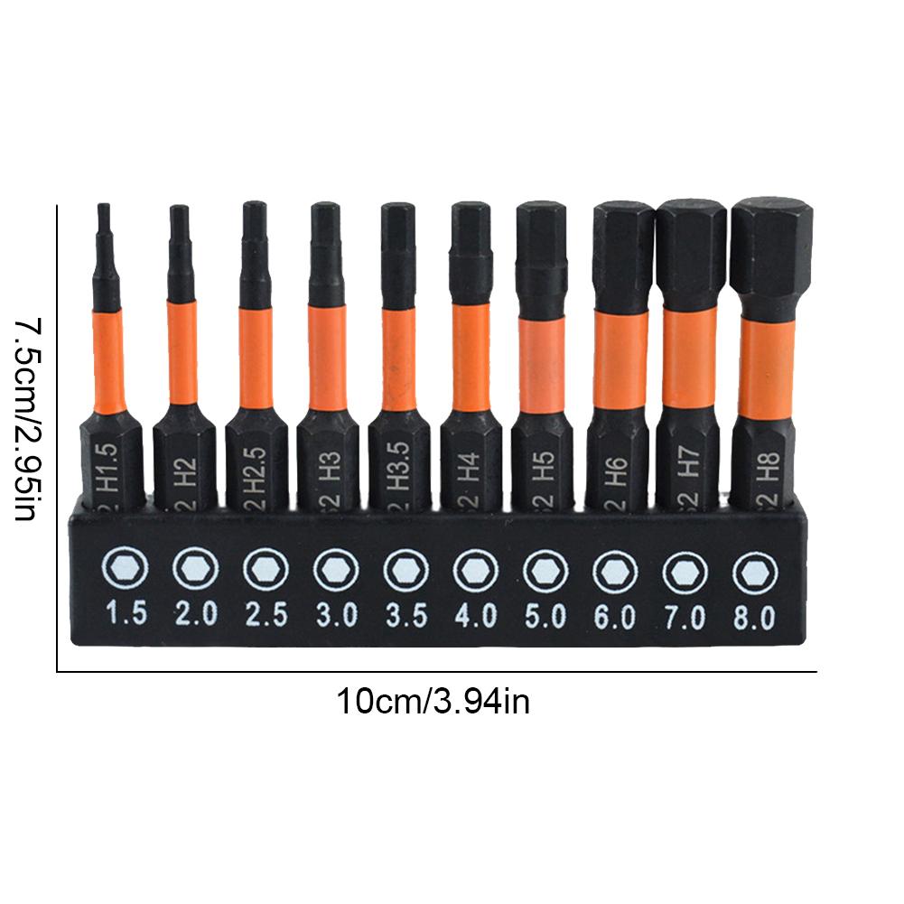 10/20 Pcs Hex Bit Set S2 Steel 1/4 Hex-Shank Allen Key Drill Bit Set Metric & SAE 2 In Long Magnetic Hex Bits Allen Bit Set
