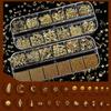 12-Grid Cross Explosion Nail Art Rivets: Butterfly, Streamers, Flowers, Gold & Silver Decorations