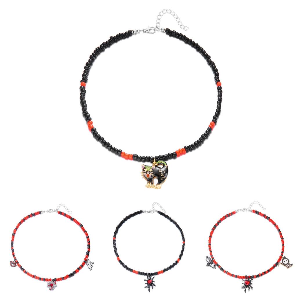 Colar com Pingente de Teia de Aranha Gótico de Halloween com Strass para Homens e Mulheres