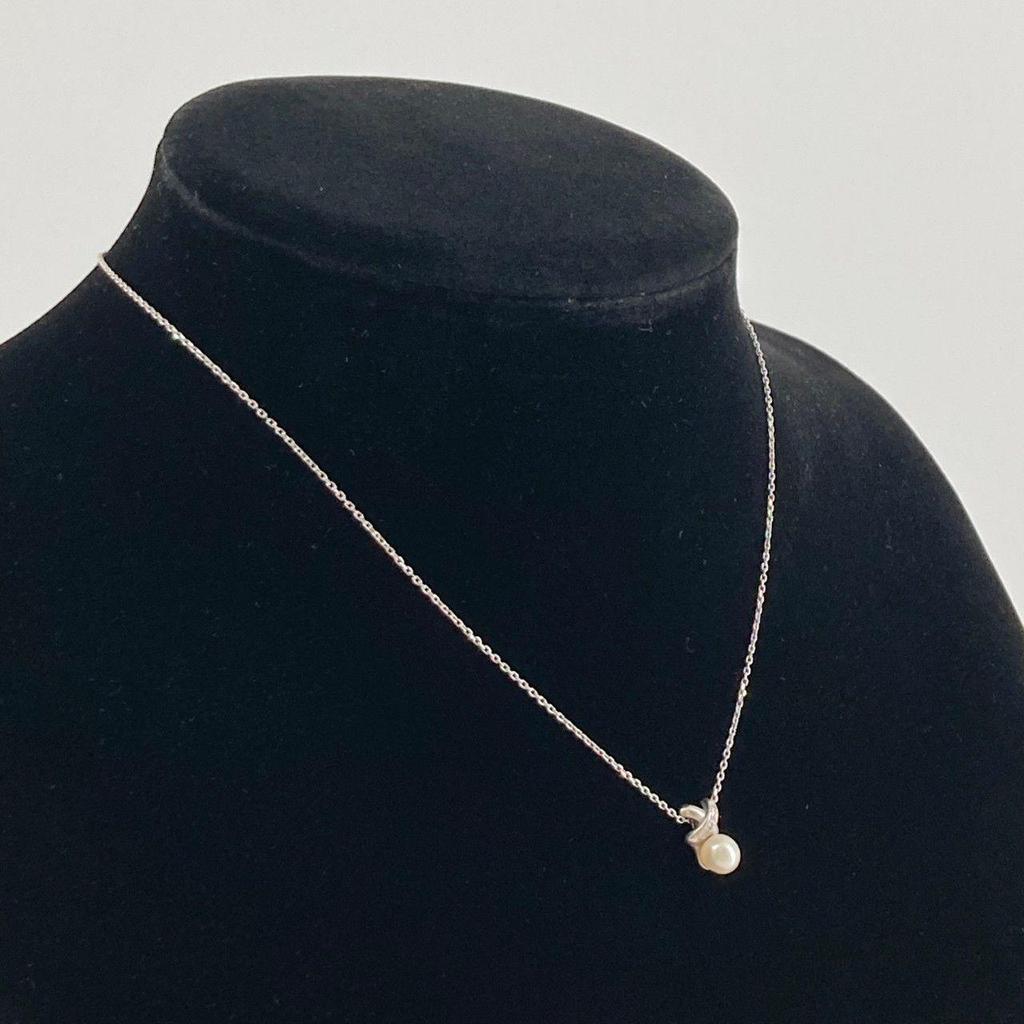 Used [8% OFF Coupon Distributed] TASAKI Diamond X Pearl PT850/PT900 D0.02 Necklace 3.5g White