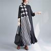 FEISEDY Classic Loose Fit Dress with Color Long Plus A8015 Women's Print, Sleeves, Sizes,