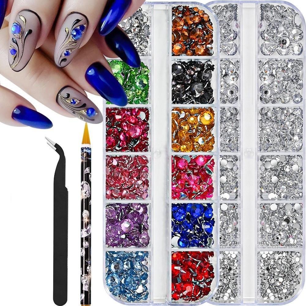 Glitter Finish Resin Rhinestone Kit DIY Decoration Flatback Gems Jelly Rhinestones  for Nail Art